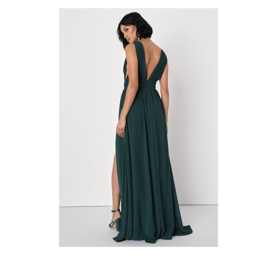 DEFECT NWT Lulus Heavenly Hues Maxi Dress Forest Green Prom Size S #508192 - Picture 12 of 14